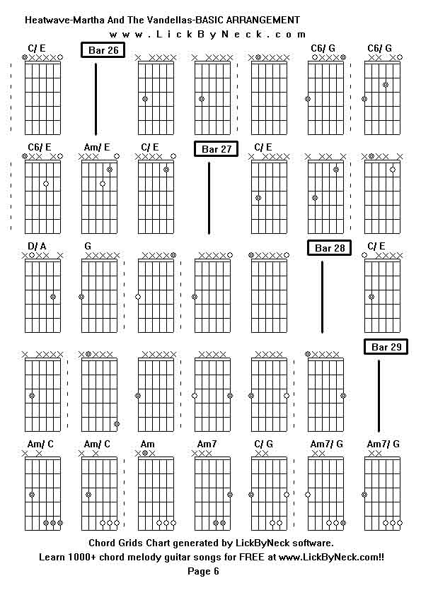 Chord Grids Chart of chord melody fingerstyle guitar song-Heatwave-Martha And The Vandellas-BASIC ARRANGEMENT,generated by LickByNeck software.